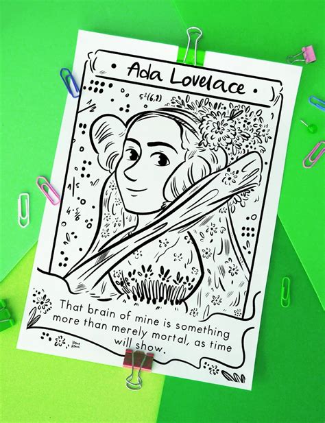 Ada Lovelace Coloring Page Printable Female Scientist - Etsy | Coloring ...