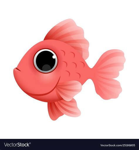 Cute cartoon golden fish isolated on white background. Vector ...