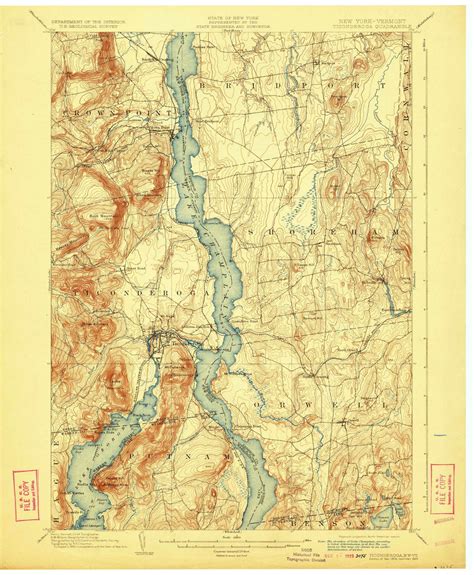 Ticonderoga, New York 1902 (1923) USGS Old Topo Map Reprint 15x15 VT ...