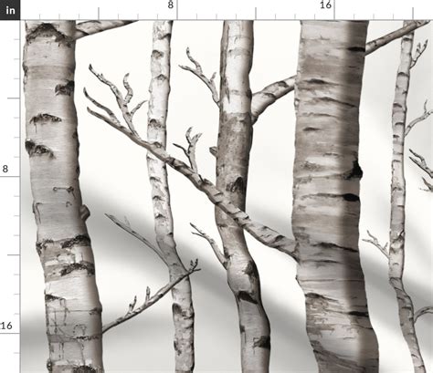 Birch Grove Fabric and Wallpaper in Warm Fabric | Spoonflower