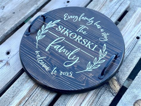 Personalized Serving Tray Personalized Tray Round Wood Tray - Etsy