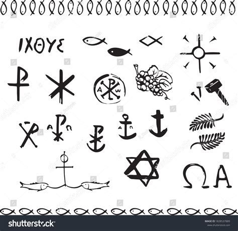 Early Christian Symbols First Christians Stock Vector (Royalty Free ...