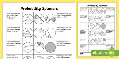 Probability Spinners Worksheet (Teacher-Made)