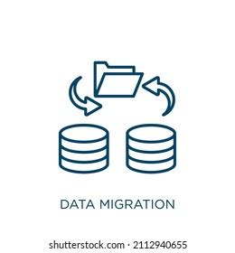 Data Migration Icon Thin Linear Data Stock Vector (Royalty Free) 2112940655