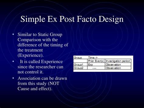 PPT - Ex Post Facto Experiment Design PowerPoint Presentation - ID:2944939