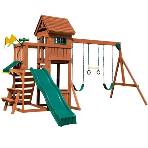 Swing-N-Slide Playsets Playful Palace Complete Wooden Outdoor Playset ...