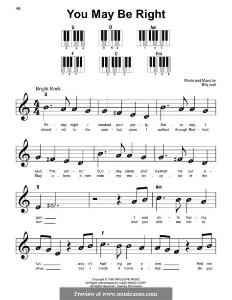 You May Be Right by B. Joel - sheet music on MusicaNeo