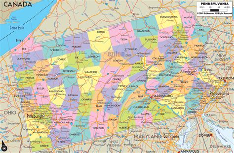 Map of Pennsylvania State USA - Ezilon Maps