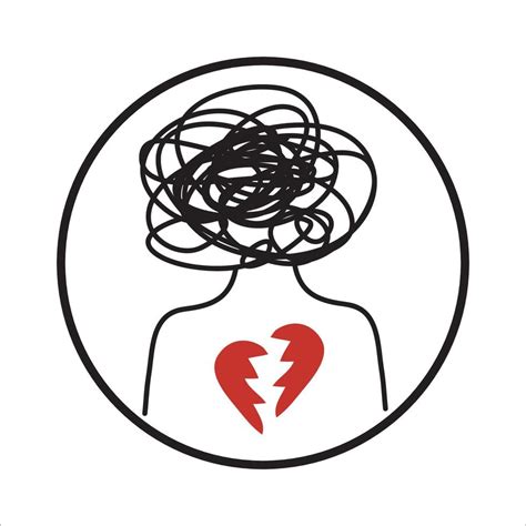 Depression Sketch Mental Health Awareness. broken heart 12981450 Vector ...