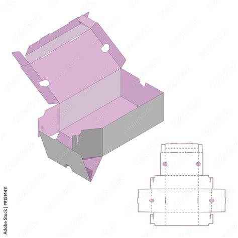 Gift Box Packaging Template, Rectangle Box Design with Handle,Container ...