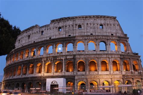 Colosseum, Rome, Italy - Colosseum with a full moon.