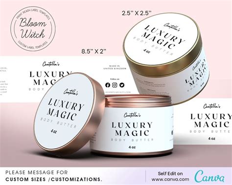 Body Butter Label Design, Editable Label,DIY label template, Elegant ...