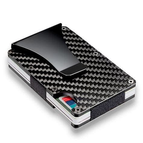 Slim Carbon Fiber Credit Card Holder RFID Blocking Metal Wallet Money ...