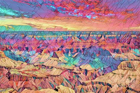 Grand Canyon Paintography Stain glass Digital Art by Chuck Kuhn | Pixels