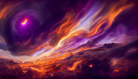 Fantasy Space Sky with Stars and Galaxies, Ai Illustration Stock ...