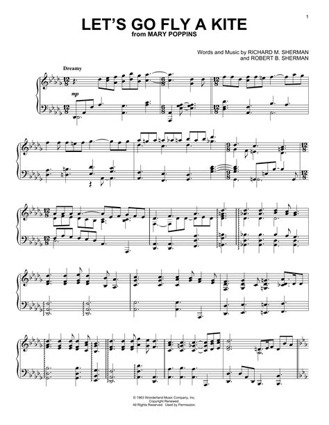 Sherman Brothers "Let's Go Fly A Kite" Sheet Music Notes | Download ...