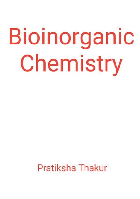 Bioinorganic Chemistry | PDF