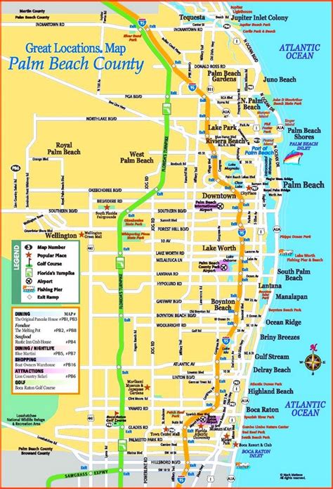 Palm Beach county tourist map | West palm beach map, Palm beach county ...