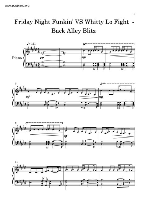 Back Alley Blitz-Friday Night Funkin' Vs Whitty Lo Fight Sheet Music ...