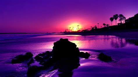 Beach Under Purple Sky During Sunset Nature, HD wallpaper | Peakpx