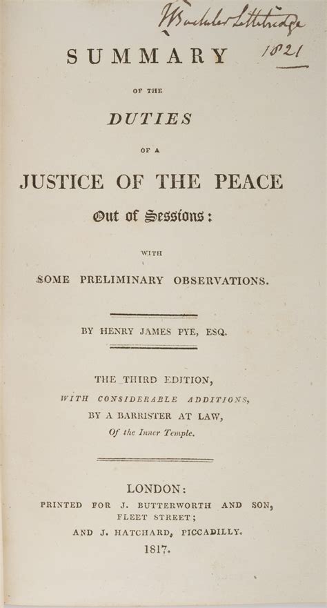 Summary of the Duties of a Justice of the Peace Out of Sessions | Henry ...