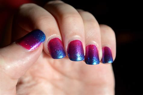 Blue-Pink Gradient - sparkly as f... | Pink nails, Nails, Nail art