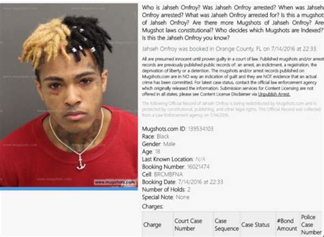 Broward County Rapper XXXTENTACION Arrested on Robbery & Assault ...