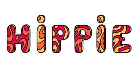 Premium Vector | Hippie 60s70s psychdedelic cartoon style letering ...