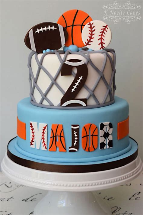 Sports theme 2nd birthday cake by K Noelle Cakes | Sports birthday ...