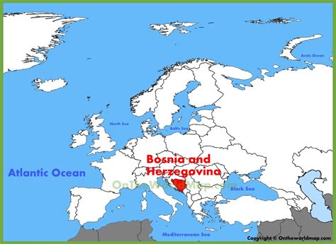 Bosnia and Herzegovina location on the Europe map