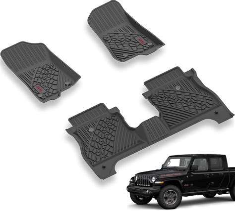 3W Floor Mats Compatible for Jeep Gladiator 2020-2023, Custom Fit TPE ...