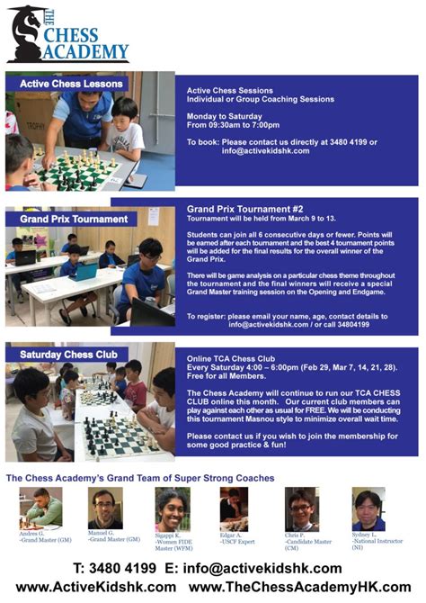 The Chess Academy Online Programs in March