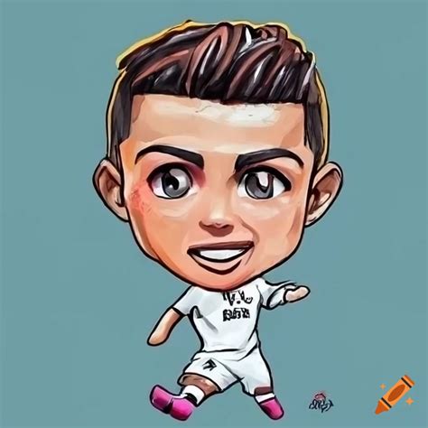 Chibi drawing of cristiano ronaldo in real madrid jersey on Craiyon