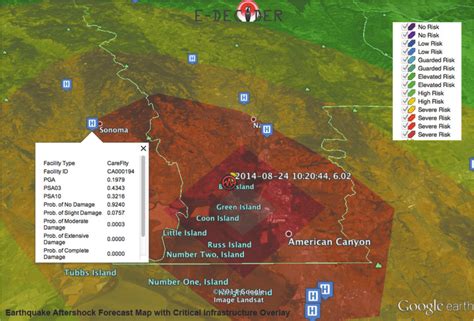 The aftershock forecast map highlights areas where aftershocks are ...