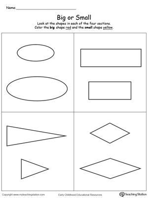 *FREE* Comparing Shapes Big and Small | Shapes worksheets, Kindergarten ...