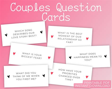 60 Couples Question Cards Printable Couples Conversation Starter Cards ...