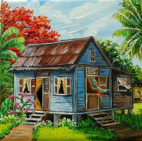 Blue Caribbean House Painting by Karin Dawn Kelshall- Best - Pixels