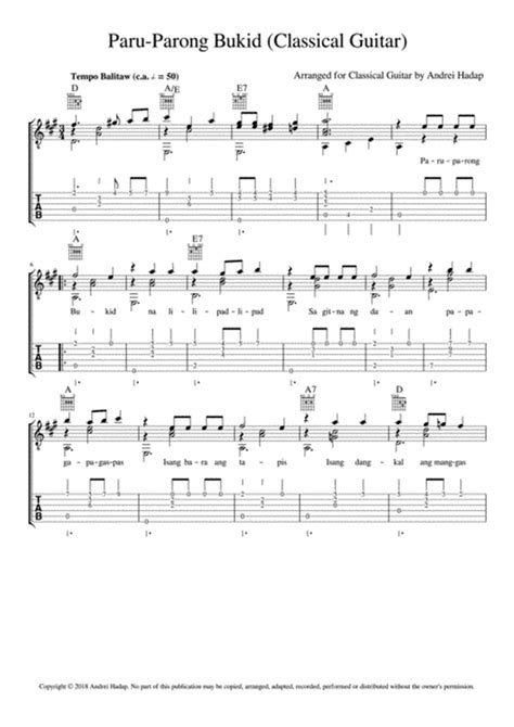 Paru-Parong Bukid (Fingerstyle Guitar with TAB) - Fingerpicking Guitar ...