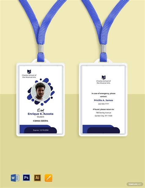 Music School ID Card Template in Word, Pages, Illustrator, PSD ...