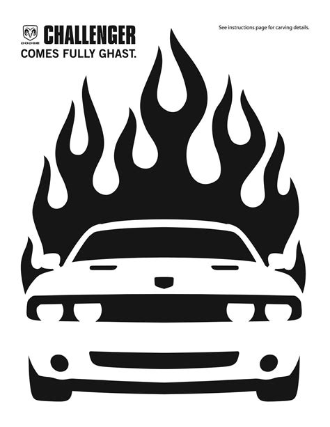 Dodge Challenger Car (Pumpkin Stencil - Pumpkin Pattern - Pumpkin ...