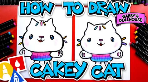 How To Draw Cakey Cat From Gabby's Dollhouse - Art For Kids Hub