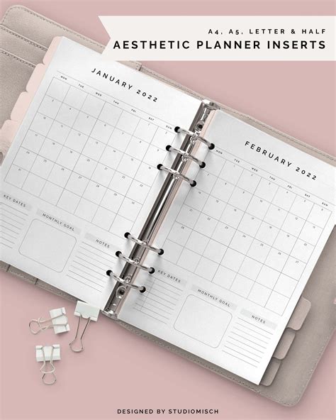 2022 2023 Monthly Planner Printable Agenda Insert | Etsy