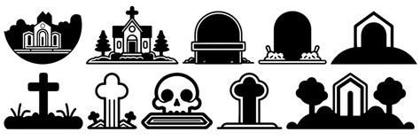 Premium Vector | Grave silhouettes set large pack of vector silhouette ...