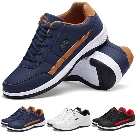 Men Business Casual Shoes PU Leather Running Shoes Fashion Lace Up ...