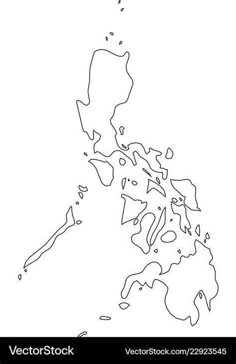 Philippines - solid black outline border map Vector Image