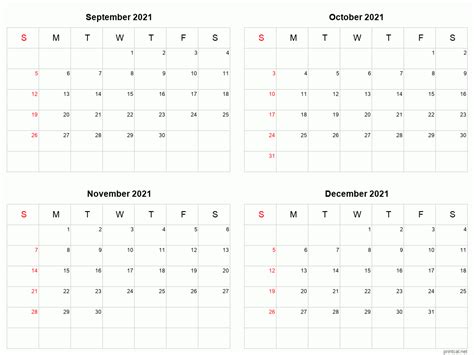 Printable 2021 Calendar - Four Months Per Page | Free Printable Calendars