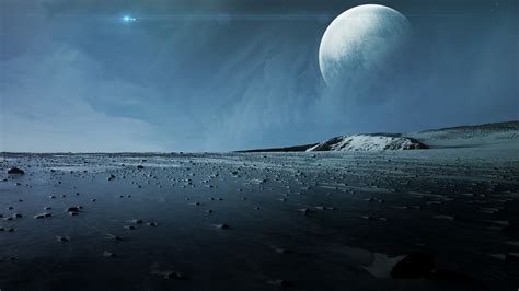 #planet #sky #moon #ice #surface alien planet fantasy landscape # ...