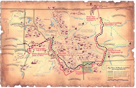 Flight of the Nez Perce-1877 Map