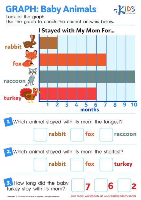 Graph: Baby Animals Worksheet for kids