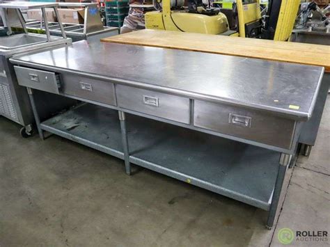 Stainless Steel Prep Table With (4) Storage Drawers and Lower Shelf, 96 ...